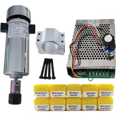 Oru aušinamas 0.8kW DC110V 20000RPM CNC verpstės variklio rinkinys Er16 / Chuck 800W verpstės variklis / maitinimo šaltinis Vyriausybės reguliatorius graviravimui (paketas 6 ER16)