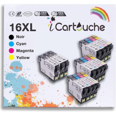 icartouche suderinama Epson 16XL T1636 rašalo kasetė, skirta Epson Workforce WF2010W WF2510WF WF2520NF WF2530WF WF2540WF WF2630WF WF2650DWF WF2660DWF WF2750DWF WF2760DWF (6BK 3C 3M 3Y)