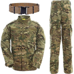 QMFIVE Vyriška taktinė uniforma / kamufliažinė apranga - taktinė minkšta oro striukė, BDU marškiniai ir kelnės - karo žaidimams, kariuomenei, kariškiams, dažasvydžiui, airsoftui, medžioklei, šaudymui