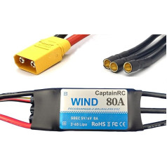 Captainrc 80A ESC su 5V 6V/8A BEC 2-6S elektriniu greičio reguliatoriumi su XT60 ir 3,5 mm 