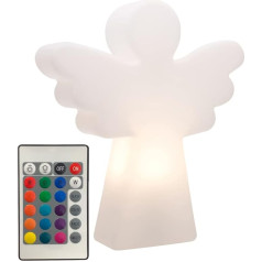 8 sezonų dizaino šviečiančio angelo LED angelo figūrėlė (40 cm, balta) su keičiamomis spalvomis (15 spalvų), įskaitant lemputę, kalėdinė dekoracija, dovana krikštynų, komunijos ar konfirmacijos proga, skirta