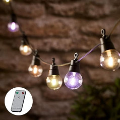 Lights4fun 20 LED Šalis Pasakų žibintai su pasirinktomis spalvomis Šviesos lemputės Pasakų žibintai Lauko sodo dekoravimas Maitinimo šaltinis Balkono dekoravimas Pasakų žibintai Kamuoliai