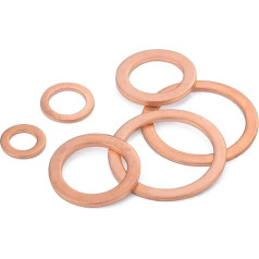 Hlxtatake 10 vienetų 3 mm storio M5 6 7 8 9 11 12 13 14-33 mm vario poveržlės kieto sandariklio alyvos sandariklis valčiai (17 x 30 x 3 mm)