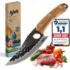 kjøk Premium japoniško stiliaus virtuvinis peilis Kietumas 58±2 HRC Geležtė 15 cm su skylute ir alyvuogių medžio rankena Virėjo peilis Lauko ir BBQ aštrus Azijos peilis Barbekiu peilis su laikymo dėklu Japoniškas peilis