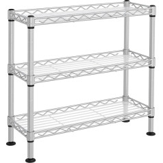 SONGMICS 3 pakopų prieskonių stovas Virtuvės organizatorius Metalinis su PP plokštėmis Reguliuojama lentyna 15 x 40 x 39,5 cm Matinis sidabrinis LGR025E01