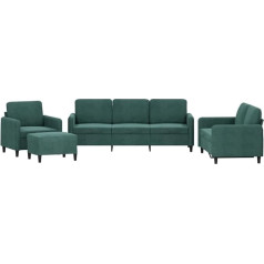 Vidaxl Sofos komplektas, 4 dalių fotelis, sofa, svetainės sofa su porankiais, sofos komplektas, dizainerio sofa, sėdimieji baldai, minkšti baldai, tamsiai žalias aksomas