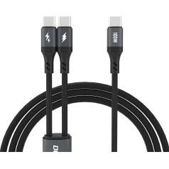 Dudao 2in1 L3F kabelis 2 telefonams įkrauti USB-C - 2x USB-C 100W 1,2 m - juodas