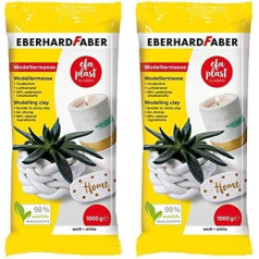 Eberhard Faber 570101 EFAPlast Classic Modeliavimo molis, baltos spalvos, 1000 g, kietėjantis ore, panašus į molį, kūrybinė amatų pramoga mažiems ir dideliems menininkams (2 vnt.)