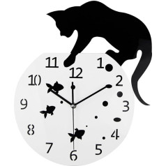 Timelike Fishbowl Cat Clock/Creative Wall Clocks/Home DIY Decoration Watch/Cat on Clock Living Room Mirror 3D Wall Design