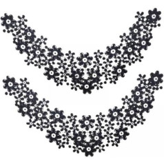 F Fityle 3x Spitzenapplikation für Kragen, Spitzenapplikation für Den Ausschnitt, DIY Verzierungen, Bestickte Blumenapplikationen für Das Abendkleid