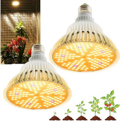 2 pakuotės kambarinės auginimo lempos, PAR38 viso spektro LED lemputės, E26 100W auginimo lempos kambariniams augalams, gėlėms, šiltnamiams, Indore sodui, hidroponikai (šilta šviesa)