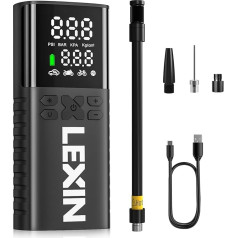 LEXIN P4 elektrinis oro siurblys, 4000 mAh akumuliatoriaus kompresorius, nešiojamas oro siurblys dviračiui 150 PSI (10,3 baro), oro kompresorius dviračiui, automobiliui, motociklo kamuoliukams, mini padangų siurblys su LED ekranu, avarinis