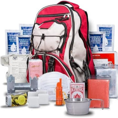 Blue Seventy-Two - Pro Series - Red Deluxe 72 Hour Emergency Backpack Survival Kit for 1 Person | Išgyvenimo rinkinys gaisrams, žemės drebėjimams, tornadams, uraganams ir kitoms ekstremalioms situacijoms