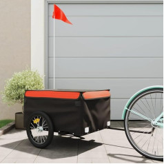 Dviračių priekaba Juoda ir oranžinė 45 kg geležies apkrovos priekaba Sulankstoma dviračių priekaba Transporto priekaba Geležis + Oksfordo audinys + PE Puikiai tinka sunkiems kroviniams vežti
