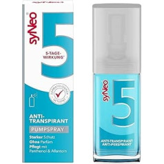 syNeo 5 antiperspirantas purškiamas su pompa, dezodorantas vyrams ir moterims nuo gausaus prakaitavimo, purškiamas antiperspirantas nuo prakaitavimo, 1 pakuotė (1 x 30 ml)