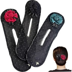 Bun Crown Shaper Plaukų Bun Maker 3 dalių gėlių dizainas Polka Dot Bun Maker Išskirtinis Bun Maker ilgiems plaukams Moterų akių šukuosenų priedai Priedai Priedai