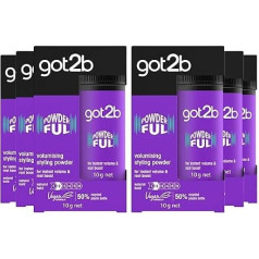 Schwarzkopf got2b POWDERful Volumising Styling Powder, apimties suteikianti pudra tekstūrai ir apimties šukuosenoms, pudra šukuosenų stiliui ir užbaigimui, pakuotė: 6 x 10 g, pakuotė
