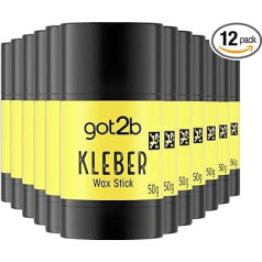 GOT2B Kleber Wax Stick (12x 50 g), Haarwax für Sleek-Looks on the go ganz ohne Crunch, Haarwachs kreiert langanhaltende, super starke Styles für bis zu 24h
