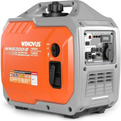 WENOVUS inverterinis elektros generatorius 1900 W benzininis elektros generatorius 4 taktų, 2 USB ir 2 230 V lizdai, itin tylus ir nešiojamas, avarinis atsarginis generatorius, skirtas stovyklavimui, karavanui, garažui