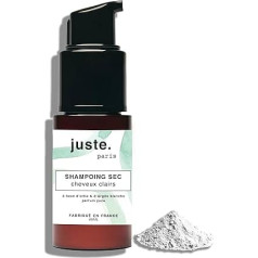 Just Paris, Bio Trockenshampoo Pulver für helles Haar - 80 ml - Absorbiert Talg, gibt Volumen und Weichheit zurück - Yuzu-Duft - ohne Aerosol - ca. 50 Anwendungen