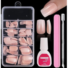 Maggidea Kunstnägel-Set, Farbverlauf, Rosa, zum Aufdrücken auf Nägel, 120 Stück, quadratisch, glänzend, vollständige Abdeckung mit Kleber auf Nägeln, Nagelkunst, Maniküre (03-Quadrat)