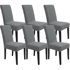 ‎Ystellaa YSTELLAA Stretch kėdžių užvalkalai, 6 vnt., nuimami skalbiami kėdžių užvalkalai, aukštos nugaros užvalkalai kėdėms, elastingi, universalūs valgomojo kėdžių užvalkalai, žakardiniai kėdžių užvalkalai, modernūs, šviesūs
