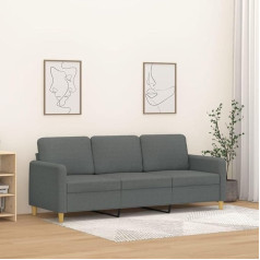 Klyeon 3 vietų sofa tamsiai pilka 180 cm audinys, 3 vietų sofa pilka minkšta sofa svetainei ir svečių kambariui svetainė, sofos