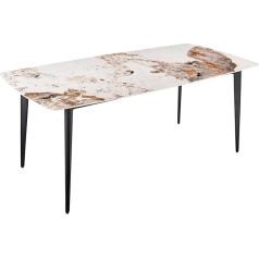 Riess Ambiente Milano modernus valgomojo stalas 160 cm baltas marmurinis natūralaus akmens keramikos stalas juodos metalinės kojos valgomojo stalas virtuvės stalas