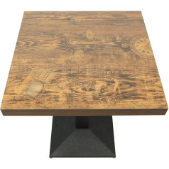 Huole Baro stalas, valgomojo stalas, aukštas stalas, pramoninis stilius, medinis valgomojo stalas, mažas modernus medinis stalas, virtuvės stalas svetainei, valgomajam, virtuvei (60 x 60 x 75 cm (laikrodis))