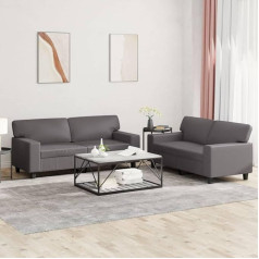 ShGaxin 2-TLG. sofos komplektas pilka dirbtinė oda, svetainės sofa, sofos ir kušetės, poilsio sofa, svetainės sofa, 3201916