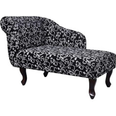 Yorten Chesterfield Chaise Longue Lounge Sofa Audinys Poliesteris 104 x 51 x 69,5 cm (ilgis x plotis x aukštis) Juoda ir balta