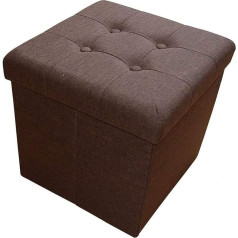 Style Home Kėdė suoliukas su daiktadėže, sulankstoma daiktadėžė, sėdynės skrynia, kubo formos atramos kojoms, pagamintas iš lino, 38 x 38 x 38 cm (tamsiai rudos spalvos)