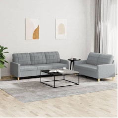 Lapooh 2 dalių sofos komplektas su pagalvėlėmis Šviesiai pilkas audinys, Sofa lova, Sofa lova, Sofa su sofa lova, Atpalaiduojanti sofa, Sofos ir sofos 3201306