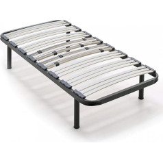 ‎Hogar24 Es HOGAR24 ES Lamelinis rėmas | Reguliuojamas juosmens reguliavimas | Vamzdinis plieninis rėmas 40 x 30 mm | Matmenys: 105 x 180 cm | Į komplektą įeina 5 cilindrinių 26 cm kojelių rinkinys