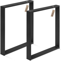 Lamo Manufaktur LTS-01-D-EE-9005 Stalo kojos stalui, valgomajam stalui, paprastos vidutinės, kvadratinio profilio, 60 x 30 mm, stalo rėmas 70 x 72 cm (plotis x aukštis), juodos spalvos, 2 vnt.