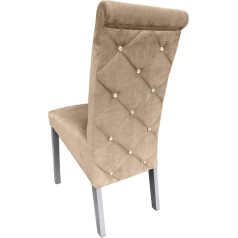 Ares Meble Velvet kėdė - Valgomojo kėdė - Valgomojo kėdė - Medinė valgomojo kėdė - Virtuvės kėdės, Svetainės kėdės - Glamour minkšta kėdė Valgomojo kėdė - Valgomojo kėdės smėlio spalvos - Balta