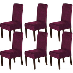 XDKS Valgomojo kėdžių dangteliai Velvet Valgomojo kėdės Slipcovers Modern Stretch kėdės Nuimami skalbiami Slipcovers (6 vnt., Vyno raudona)
