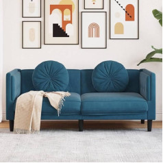 Willood 2 sėdimų vietų sofa su pagalvėlėmis, svetainės sofa, svetainės baldai, mėlynas aksomas
