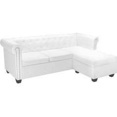 Homgoday Česterfildo sofa L formos dirbtinės odos minkštasuolis Biuro sofa Daugiafunkcinė sofa Minkšta sofa, skirta svetainei, miegamajam, biurui Balta