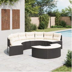 Homgoday Sodo baldų komplektas, pusapvalis, 2 dalys, pagamintas iš juodos spalvos rotango, baldų komplektas, sofa lova, svetainė, sofa, lauko baldų komplektas, tipas 3262070