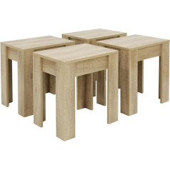 Furnitable 4 valgomojo / virtuvės kėdžių rinkinys / Didžiausia apkrova 120 kg / Pagaminta iš medžio drožlių plokštės / 40 x 30 x 45 cm / Ąžuolas
