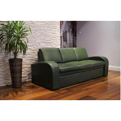 Quattro Meble Oslo FS 3-vietė sofa iš natūralios odos, žalia, 200 cm pločio su miego funkcija Odinė sofa Iš natūralios odos, didelis spalvų pasirinkimas