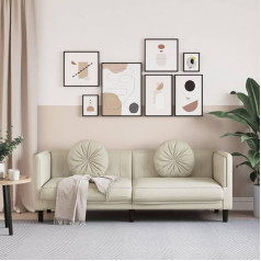 Generic Kangmusi 372649kangmusi Sofa su pagalvėlėmis, 3 sėdimos vietos, kreminis aksomas