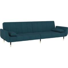 Hommdiy Mėlyna aksomo sofa-lova su miego funkcija, sofa-lova, svečių lova su 2 pagalvėlėmis, sofa-lova su 2 sėdimomis vietomis ir 2 pagalvėlėmis, sofa-lova gyvenamajame kambaryje, moderni
