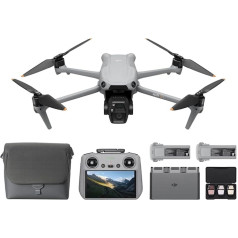 DJI Air 3S Fly More Combo (RC 2 nuotolinio valdymo pultas su ekranu), dronas su 1 colio CMOS plataus kampo ir vidutinio dydžio teleobjektyvu suaugusiesiems, 4K/60 kadrų per sekundę, visakryptis aptikimas ir 3 baterijos ilgesniam skrydžio laikui