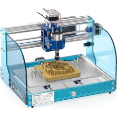 SainSmart Genmitsu CNC frezavimo / graviravimo staklių 3018-PROVer komplektas su aliuminio rėmu, GRBL valdikliu, neprisijungusiu valdikliu, avarinio išjungimo jungikliu ir akrilo apsaugais.