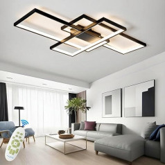 TJSC LED lubų šviestuvas Šiuolaikinio dizaino lubų šviestuvas gyvenamasis kambarys 65 W reguliuojamas svetainės kambario šviestuvas lubos su nuotolinio valdymo pulteliu Stačiakampis lubų šviestuvas juodas miegamojo virtuvės gyvenamojo kambario 