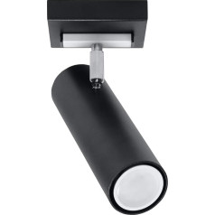 SOLLUX lighting Direzione LED lubų šviestuvas vidaus 1 liepsna - šviestuvas su 1 kilnojamu gaubtu - lubų apšvietimo lempa Gyvenamasis kambarys Valgomasis stalas Miegamasis LED plienas, juodos spalvos 00 x 00 x 00 cm