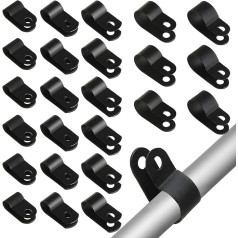 Kabel-Clips, 5 Größen, P-Clips, Kabel-Management-Clips, R-Typ, Kabelclips für elektrische Kabel, Draht, Leitungen, Kabelmanagement, Schwarz, 240 Stück