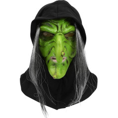 nezababy Raganos kaukė Raganos aksesuarai Raganos kaukė su peruku Baisioji burtininkė Latekso kaukė Šalies galvos apdangalai Helovino kostiumas Cosplay rekvizitas